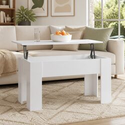White Lift Top Coffee Table with Storage
