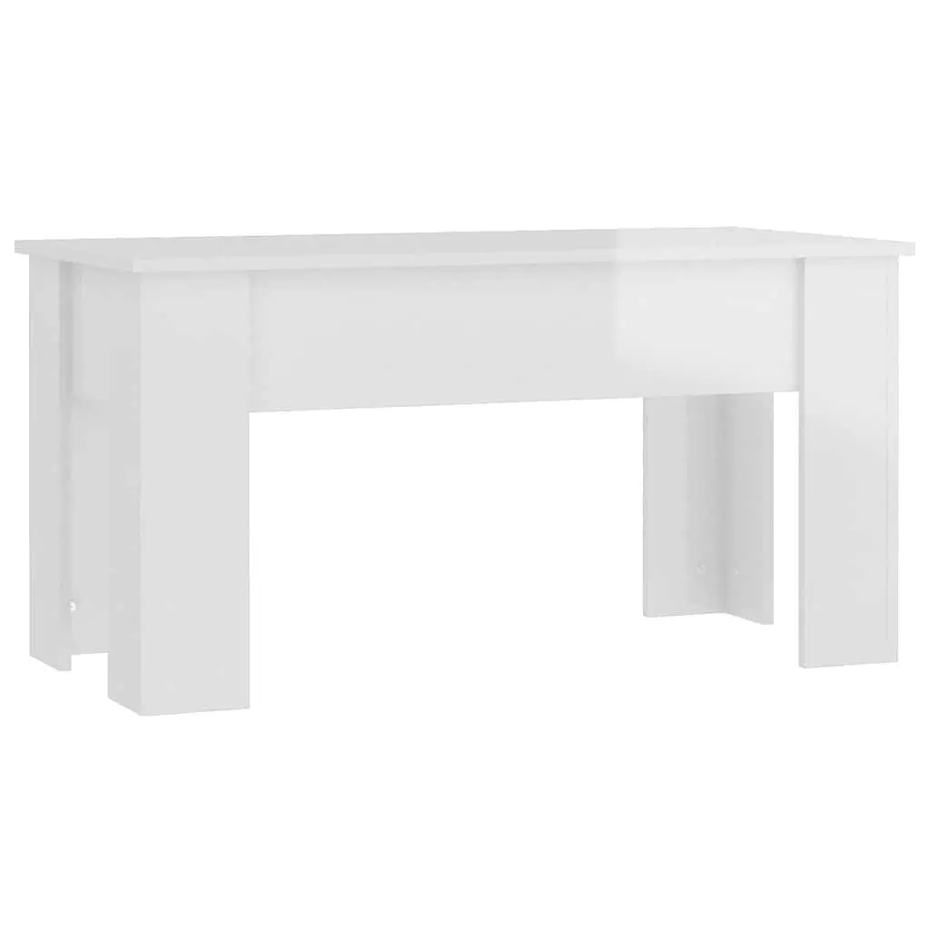 Lift Top Coffee Table White High Gloss Engineered Wood Storage Living Room