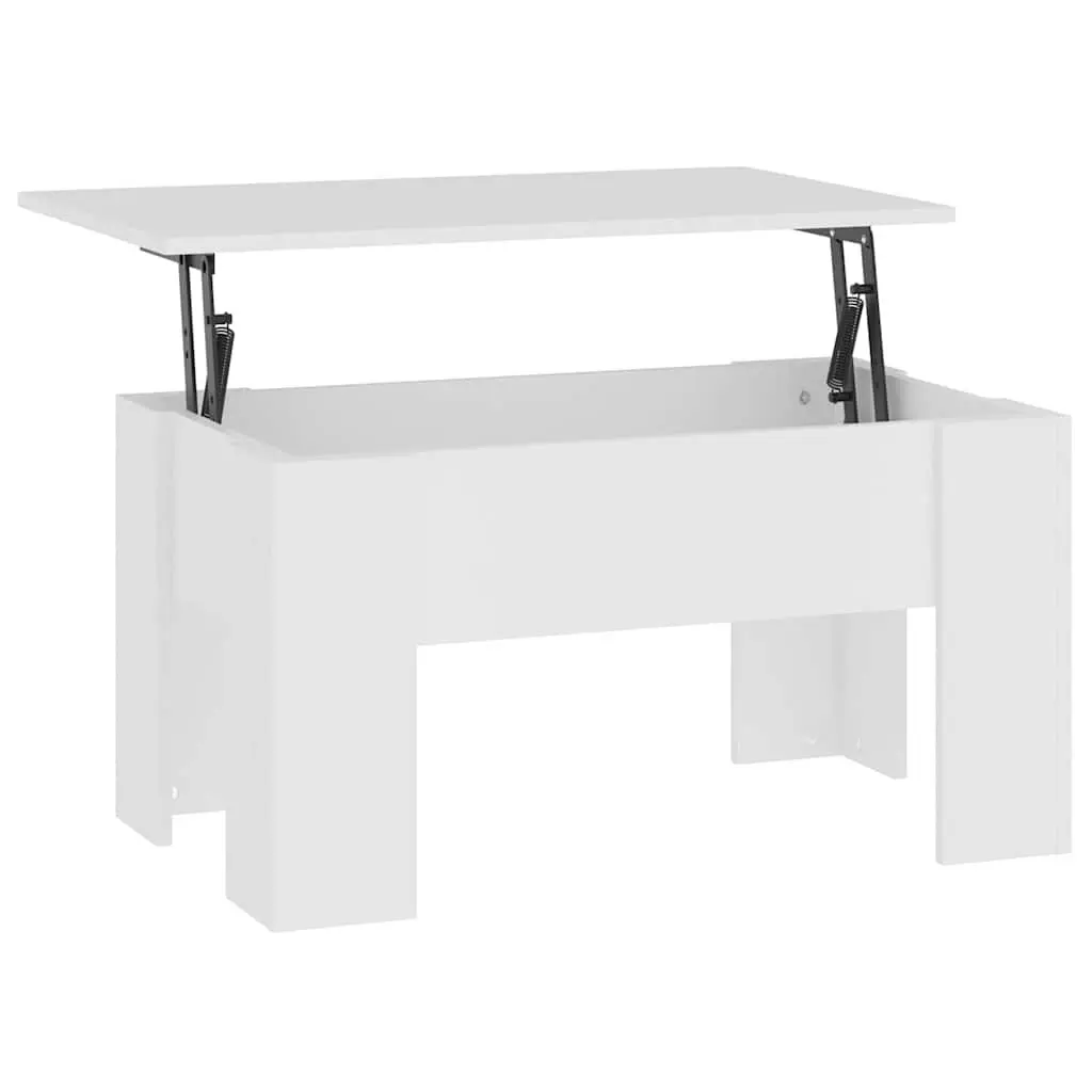 Coffee Table White Lift-Top Adjustable Height Storage Compartment