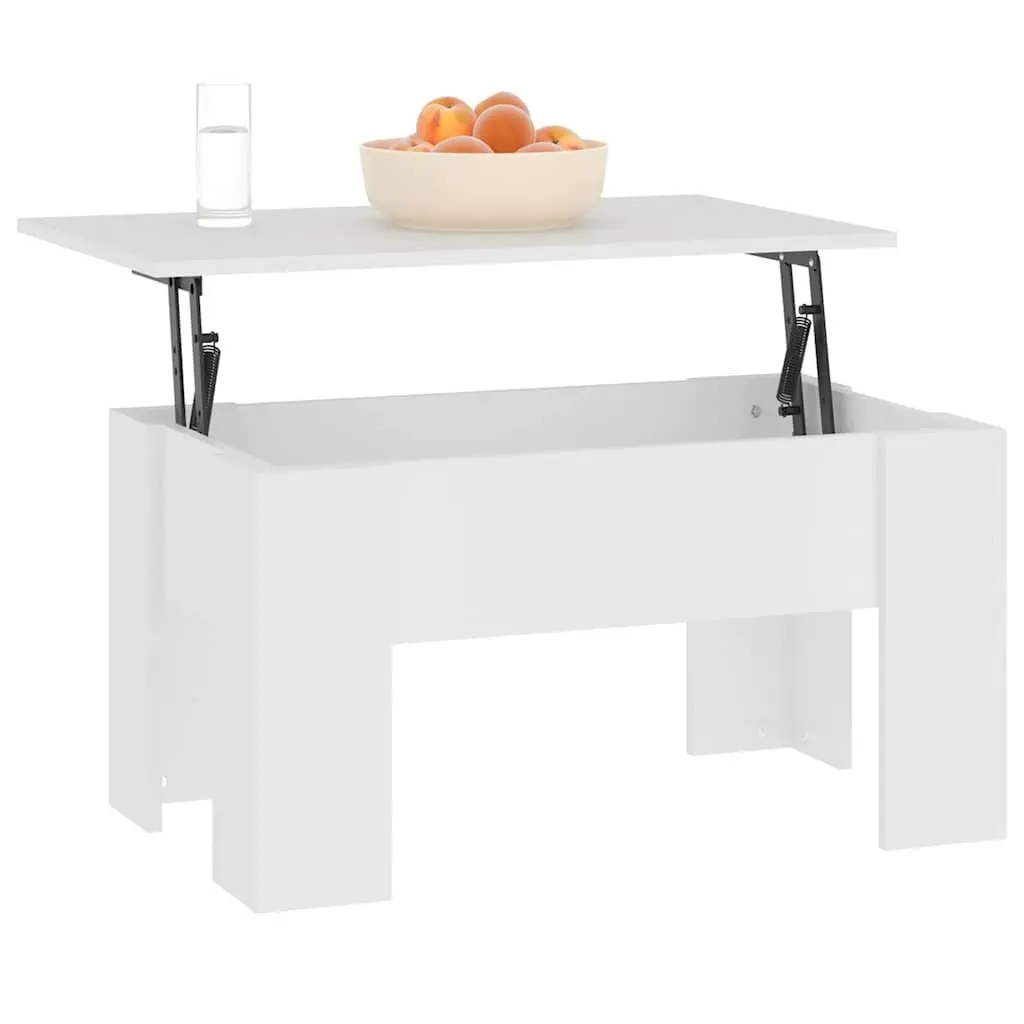 Coffee Table White Lift-Top Adjustable Height Storage Compartment