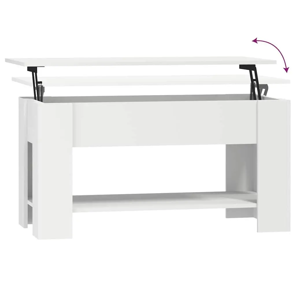 Coffee Table White Lift-Top Design Hidden Storage Engineered Wood Accent Table