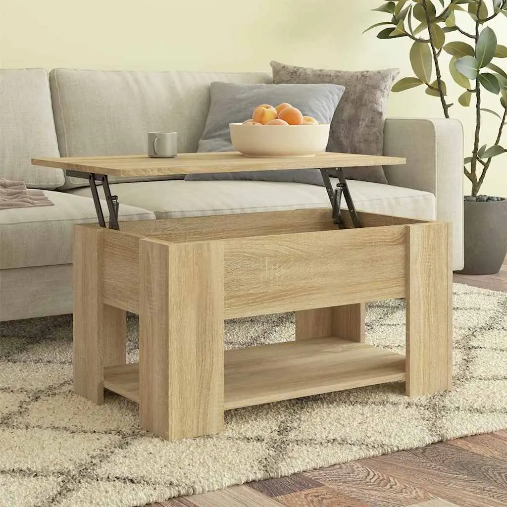 Coffee Table Brown Lift Top Storage Engineered Wood