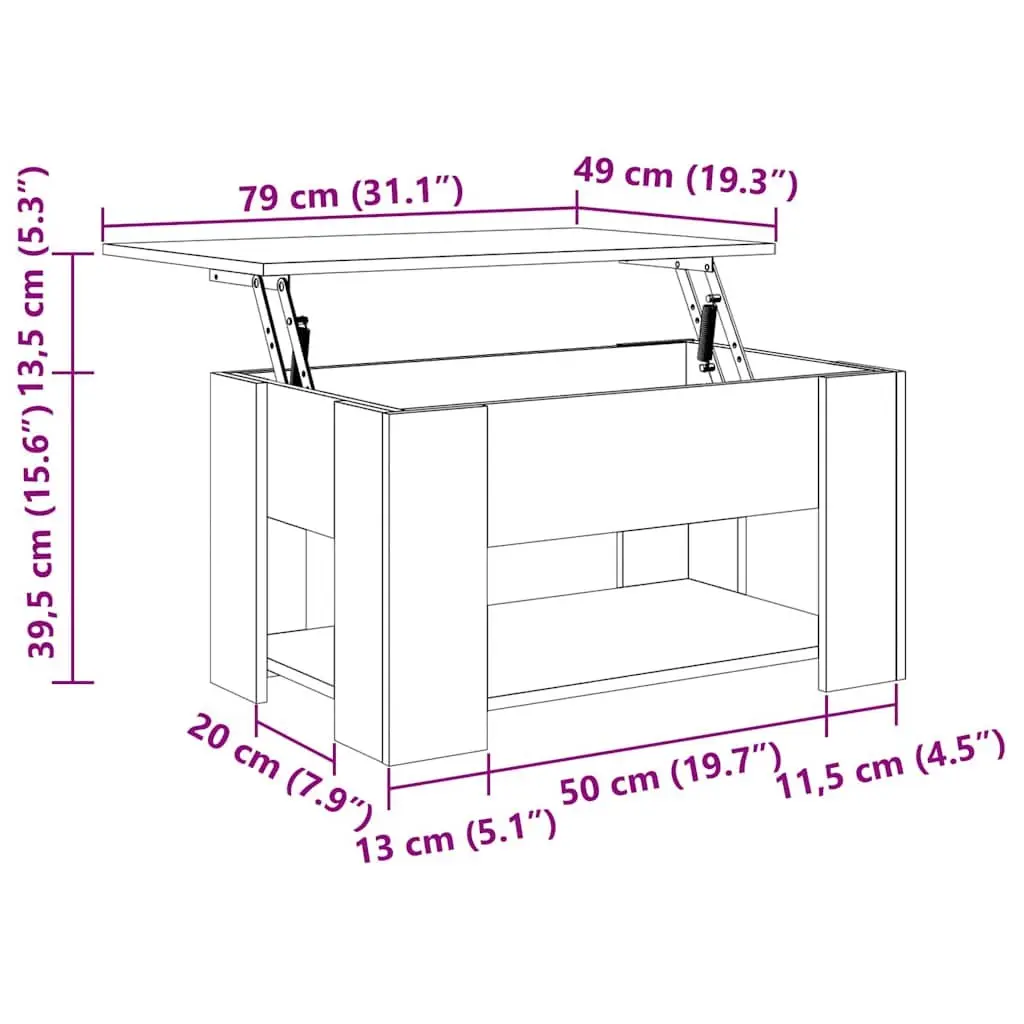 Coffee Table White Lift Top Engineered Wood Storage Living Room Furniture