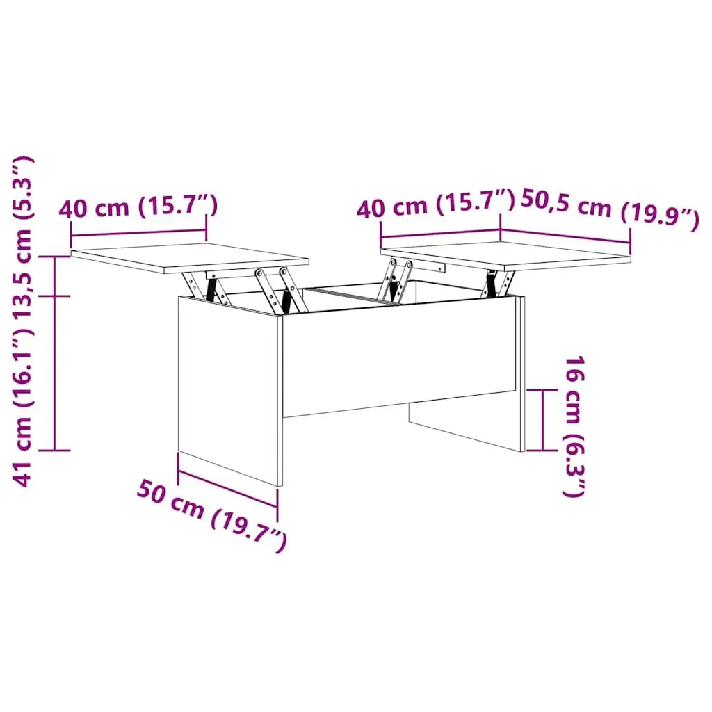 Coffee Table White Lift Top Storage Compartments Modern 80 x 50 x 42.5 cm