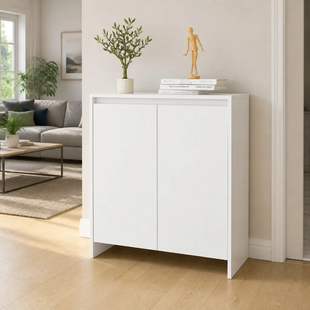 Sideboard Cabinet White 2 Door Storage Furniture Display Unit