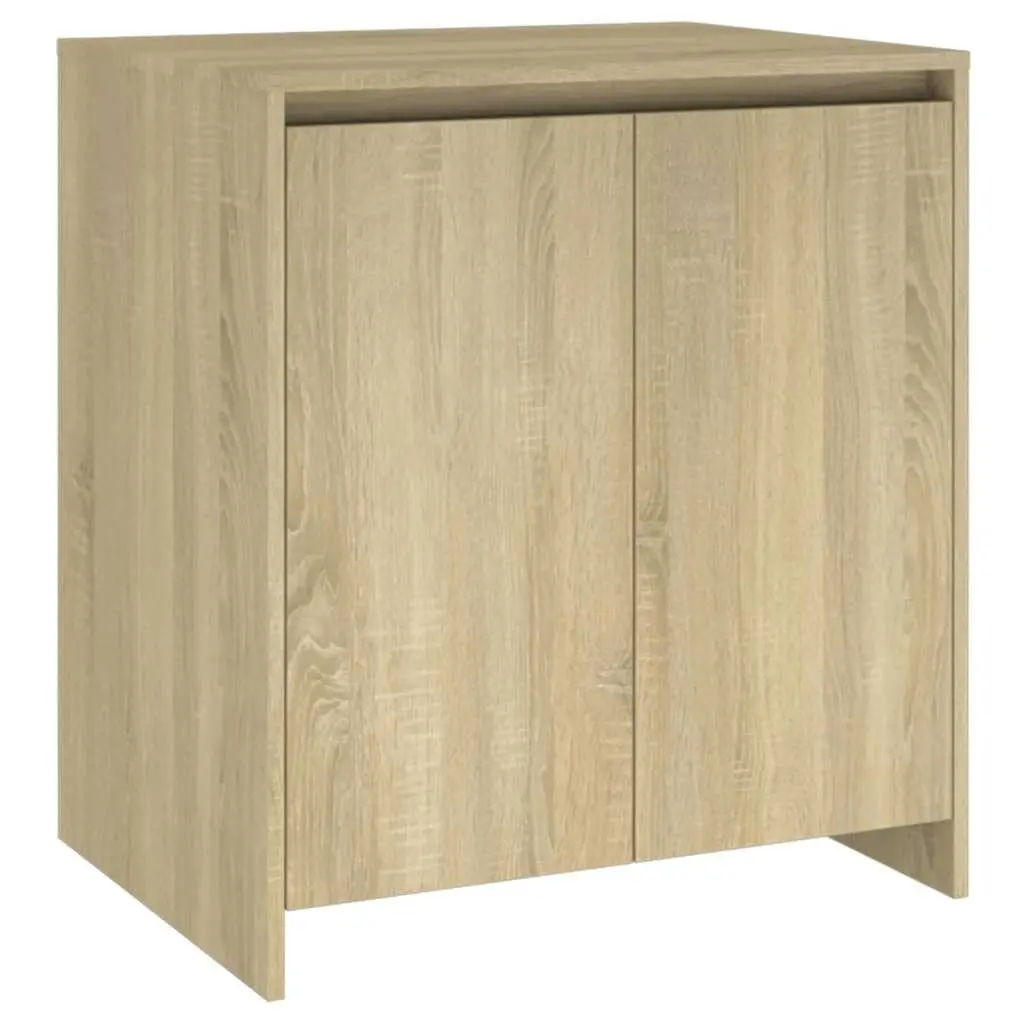 Beige Storage Sideboard Cabinet 2 Door Decorative Unit with Display Surface Sturdy Construction