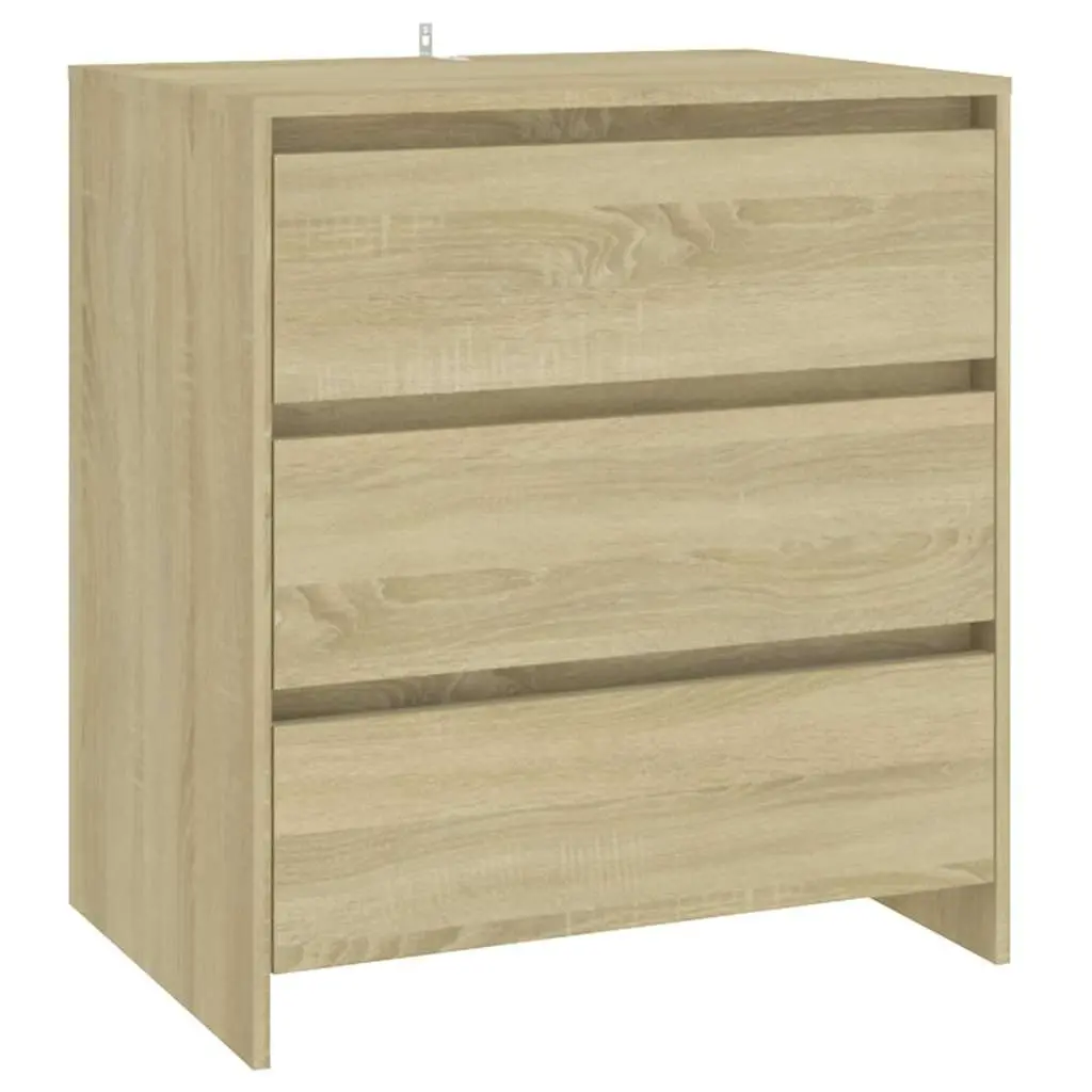 Sideboard Brown 70W x 41D x 75H cm 3 Drawers Minimalist Storage Cabinet