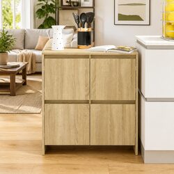 Compact 4-Door Sideboard in Brown for Any Space