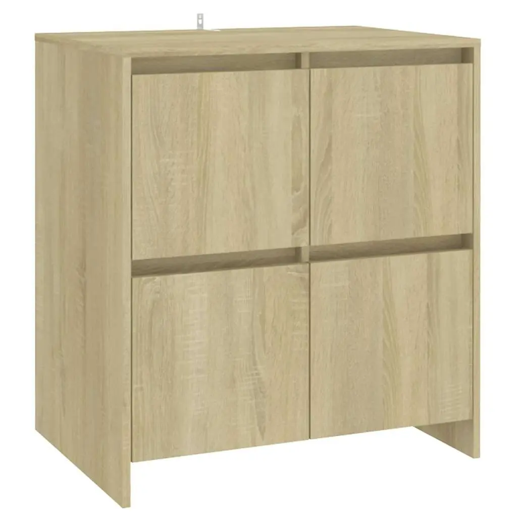Sideboard Brown 4 Door Engineered Wood Minimalist Storage Cabinet