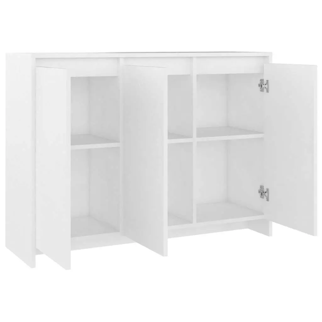 White Sideboard Storage Cabinet Engineered Wood 3 Door Buffet Display Furniture