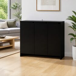 Compact and Sturdy 3-Door Black Sideboard Cabinet