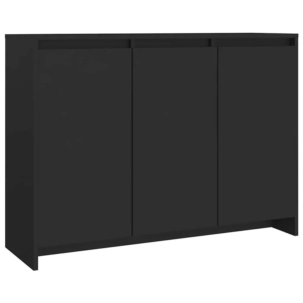Sideboard Storage Cabinet Black 3 Door Engineered Wood Display