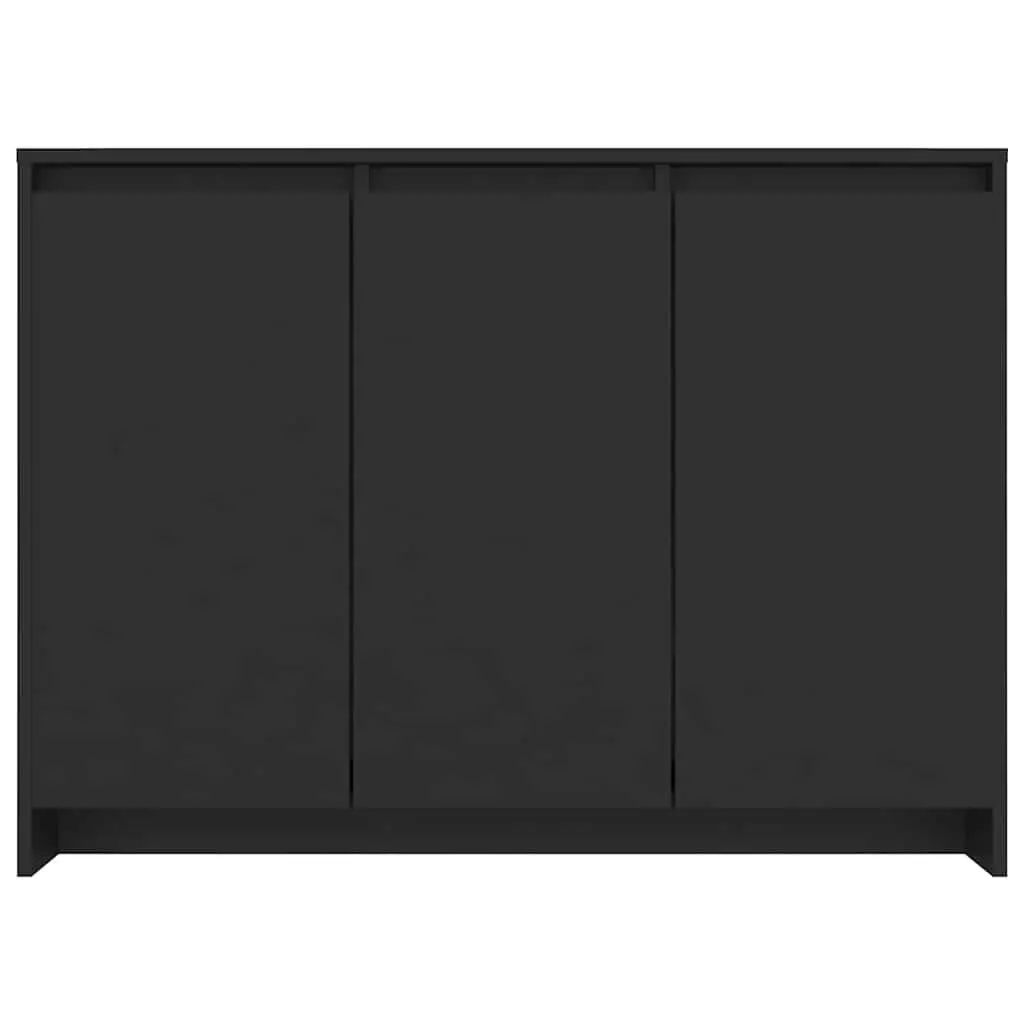 Sideboard Storage Cabinet Black 3 Door Engineered Wood Display