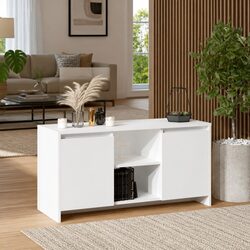 Compact White TV Cabinet with Storage and Style