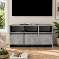 Concrete Grey TV Cabinet with 3 Drawers: Strong and Stylish