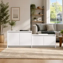 Compact and Functional White 4-Door TV Cabinet