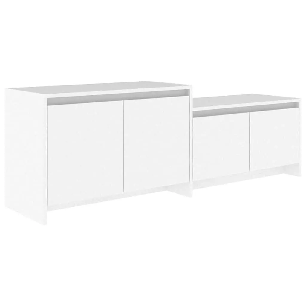 White TV Cabinet Lowboard Storage Unit 4 Doors Durable Organiser Furniture 1465x350x500mm