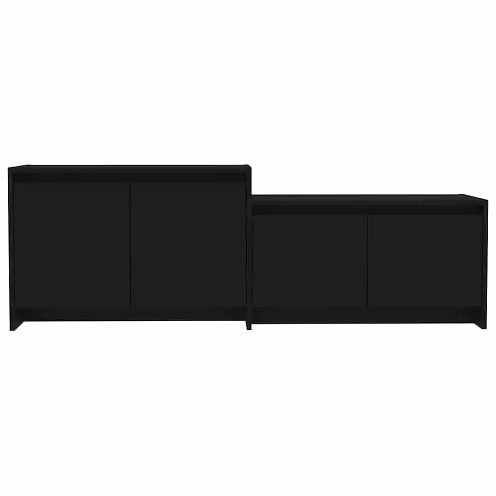 TV Cabinet 4 Doors Living Room Storage Unit Lowboard Black Engineered Wood