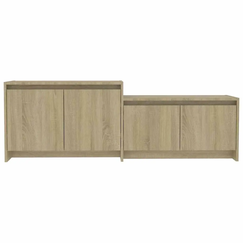 TV Cabinet with 4 Doors Beige Lowboard Living Room Media Storage Unit