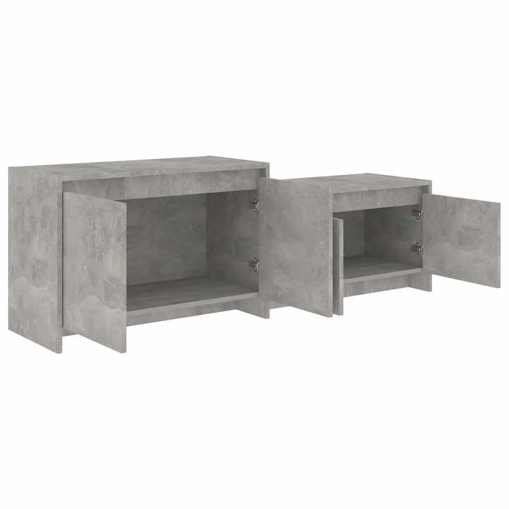 Engineered Wood TV Cabinet 4 Door Concrete Grey Lowboard Storage Unit 1465x350x500mm