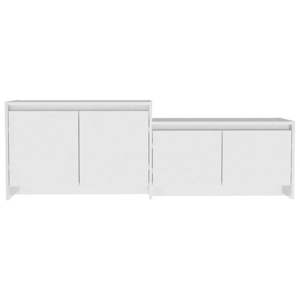 TV Cabinet 4 Door High Gloss White Storage Unit Living Room Lowboard Organiser