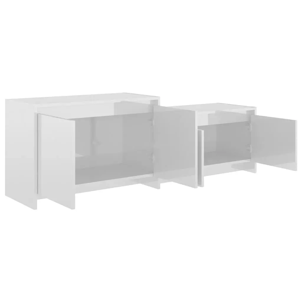 TV Cabinet 4 Door High Gloss White Storage Unit Living Room Lowboard Organiser