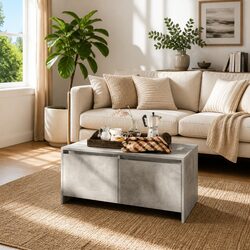 Compact Grey Coffee Table with Spacious Top