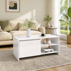 White Coffee Table with Storage Solutions