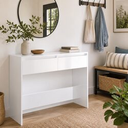 Console Table White Hallway Entrance Accent Side Storage Display Furniture