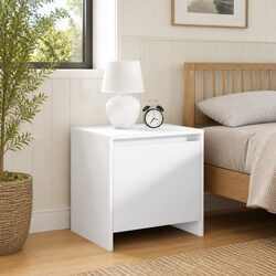Bedside Cabinet White Engineered Wood Nightstand Storage Bedroom Furniture