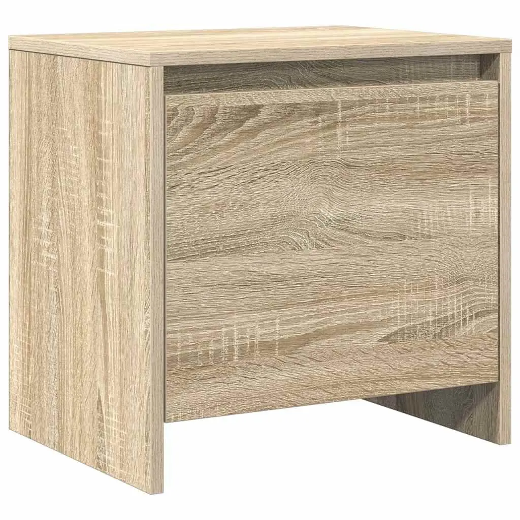 Bedside Table Beige Engineered Wood Compact Storage Nightstand with Door