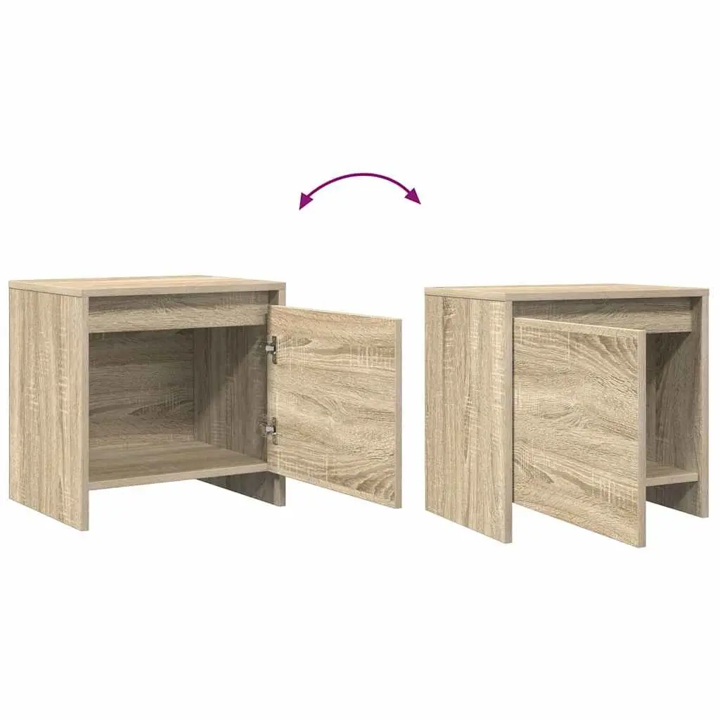 Bedside Table Beige Engineered Wood Compact Storage Nightstand with Door
