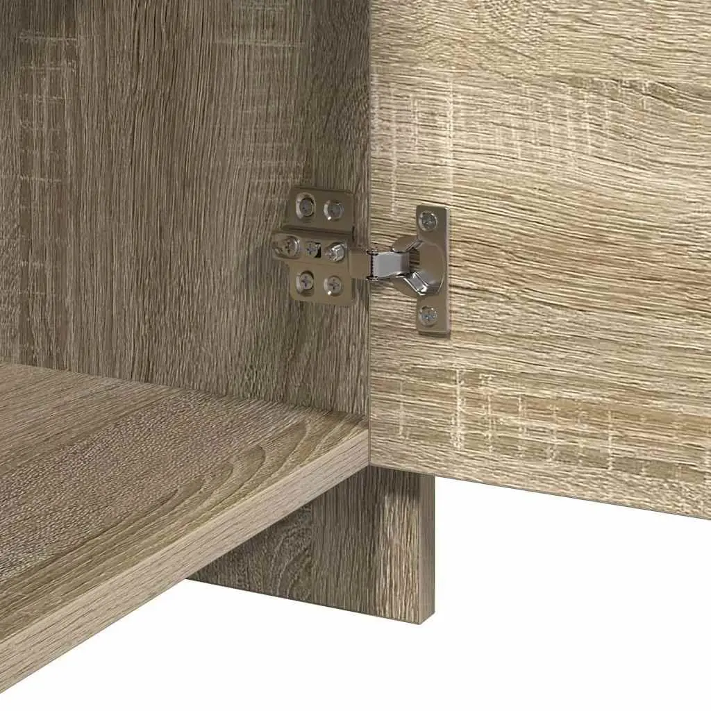 Bedside Table Beige Engineered Wood Compact Storage Nightstand with Door