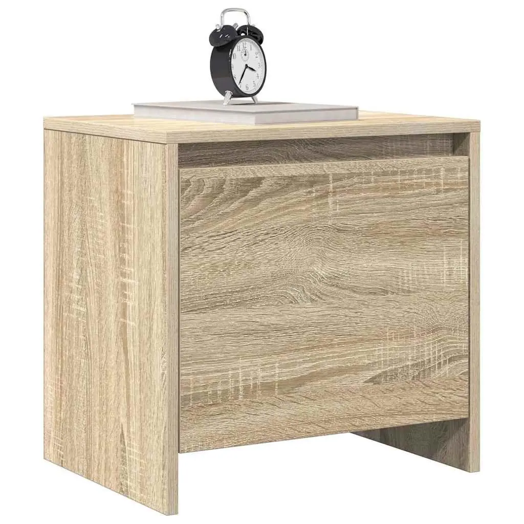 Bedside Table Beige Engineered Wood Compact Storage Nightstand with Door