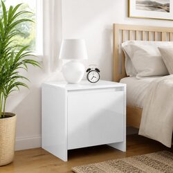 Compact White Bedside Cabinet with Storage - 45x34x44.5 cm