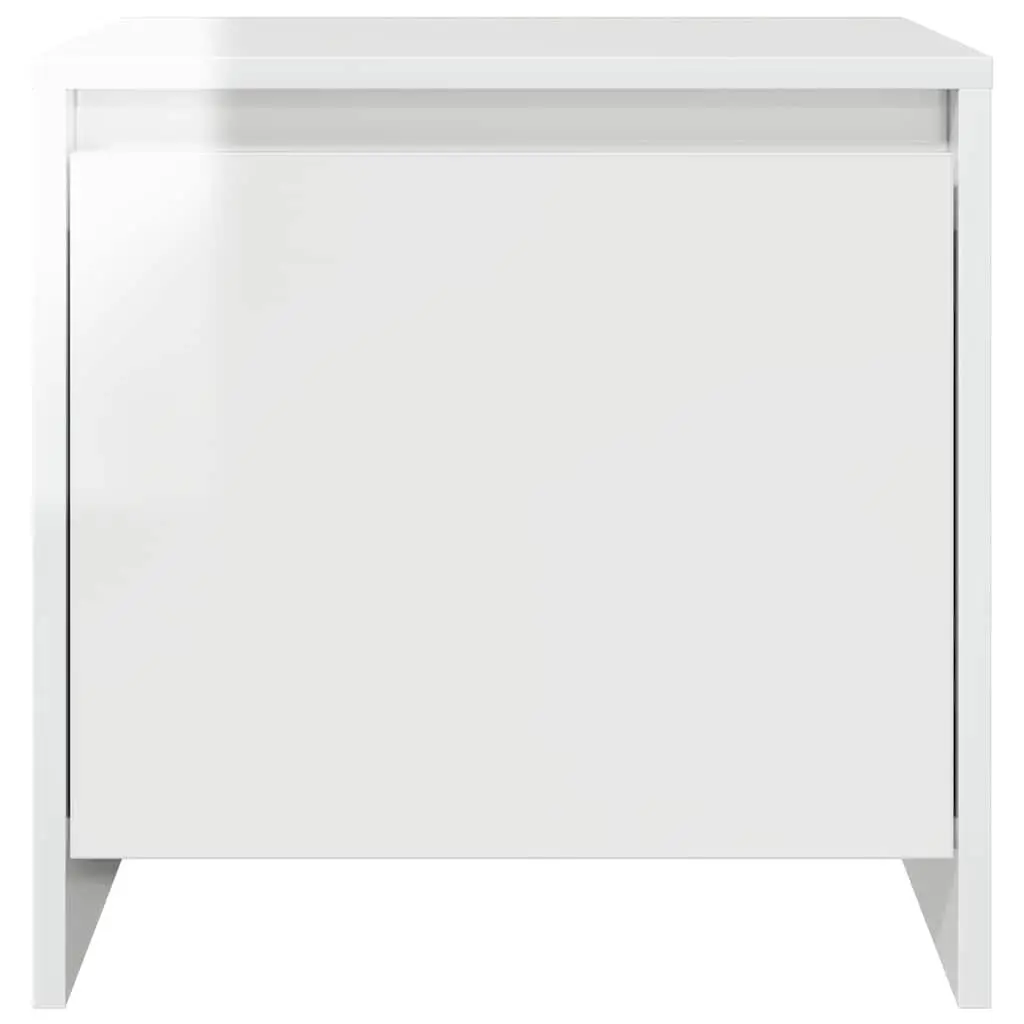 Bedside Cabinet White High Gloss 45x34x44.5 cm Engineered Wood Nightstand