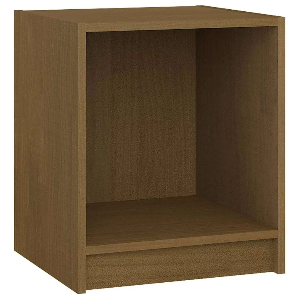 Bedside Cabinets Honey Brown Solid Pinewood 2 Piece Nightstand Storage