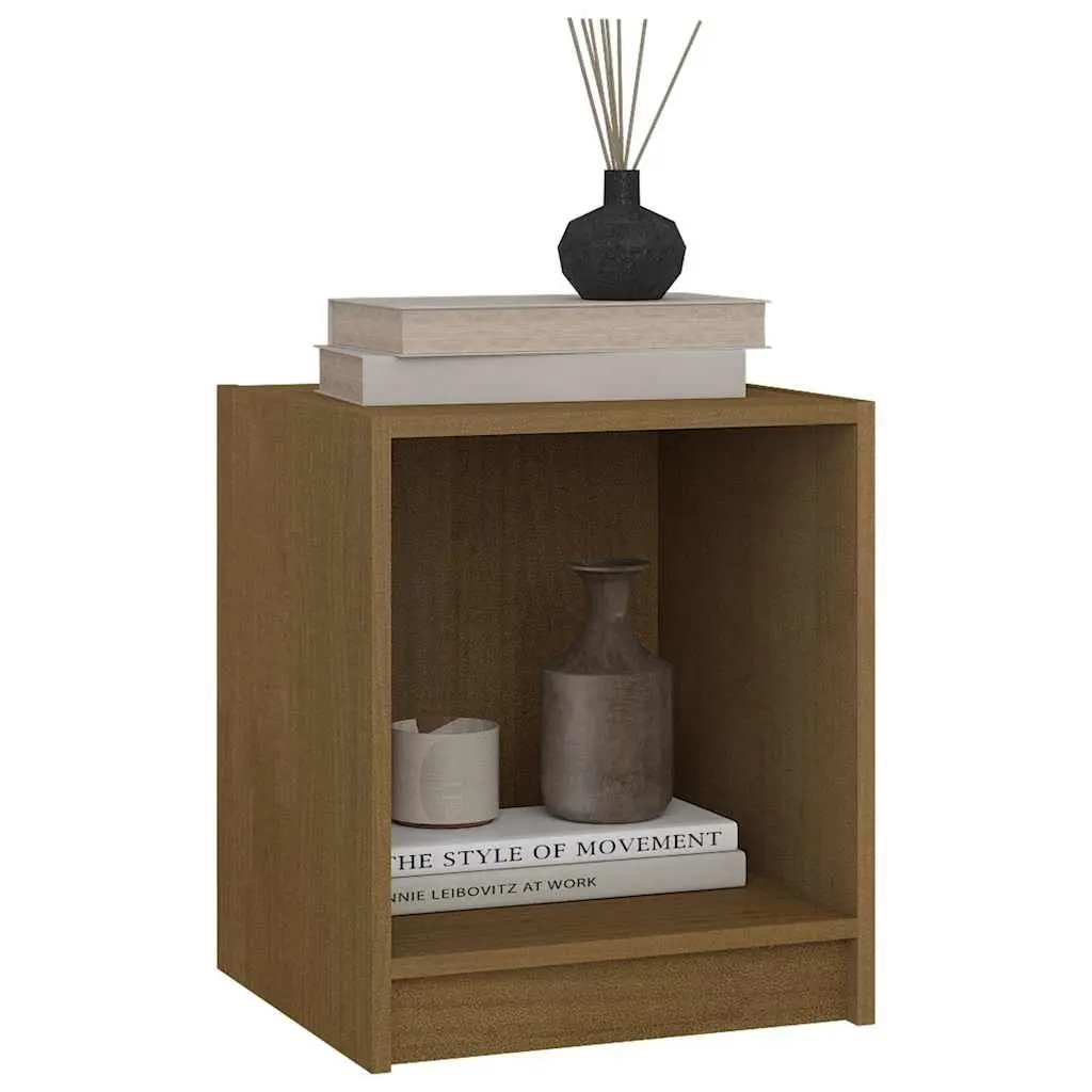 Bedside Cabinets Honey Brown Solid Pinewood 2 Piece Nightstand Storage