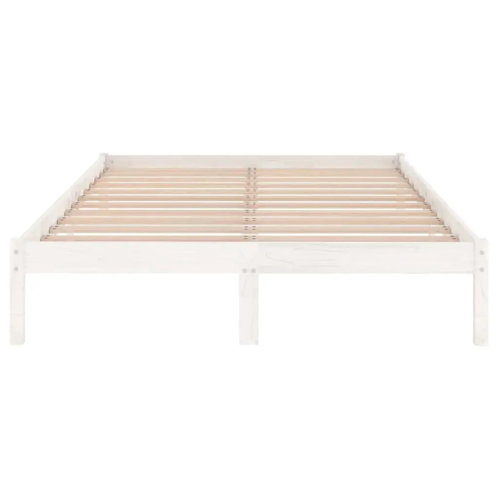 White Bed Frame 135x190 cm with Slatted Base