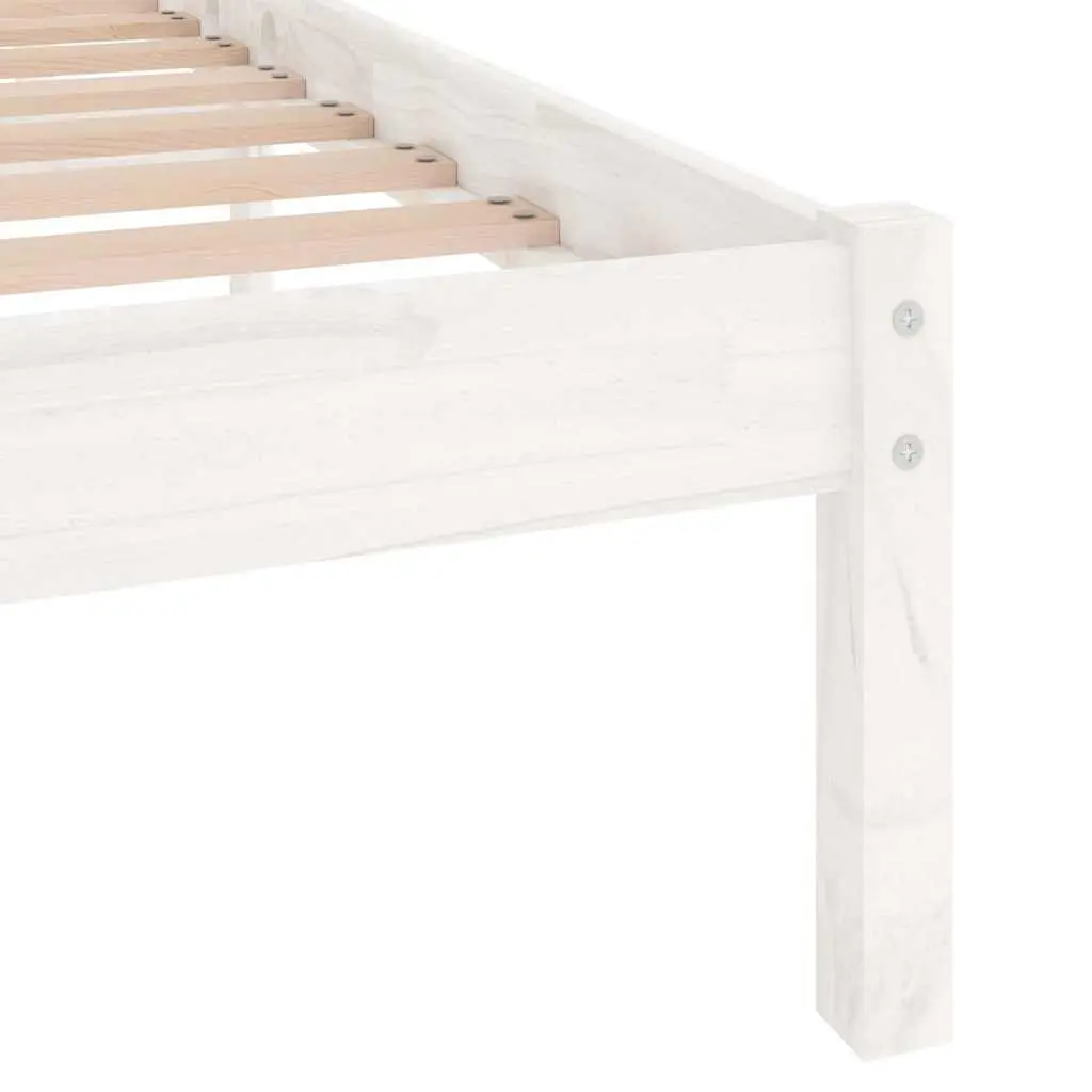 White Bed Frame 135x190 cm with Slatted Base