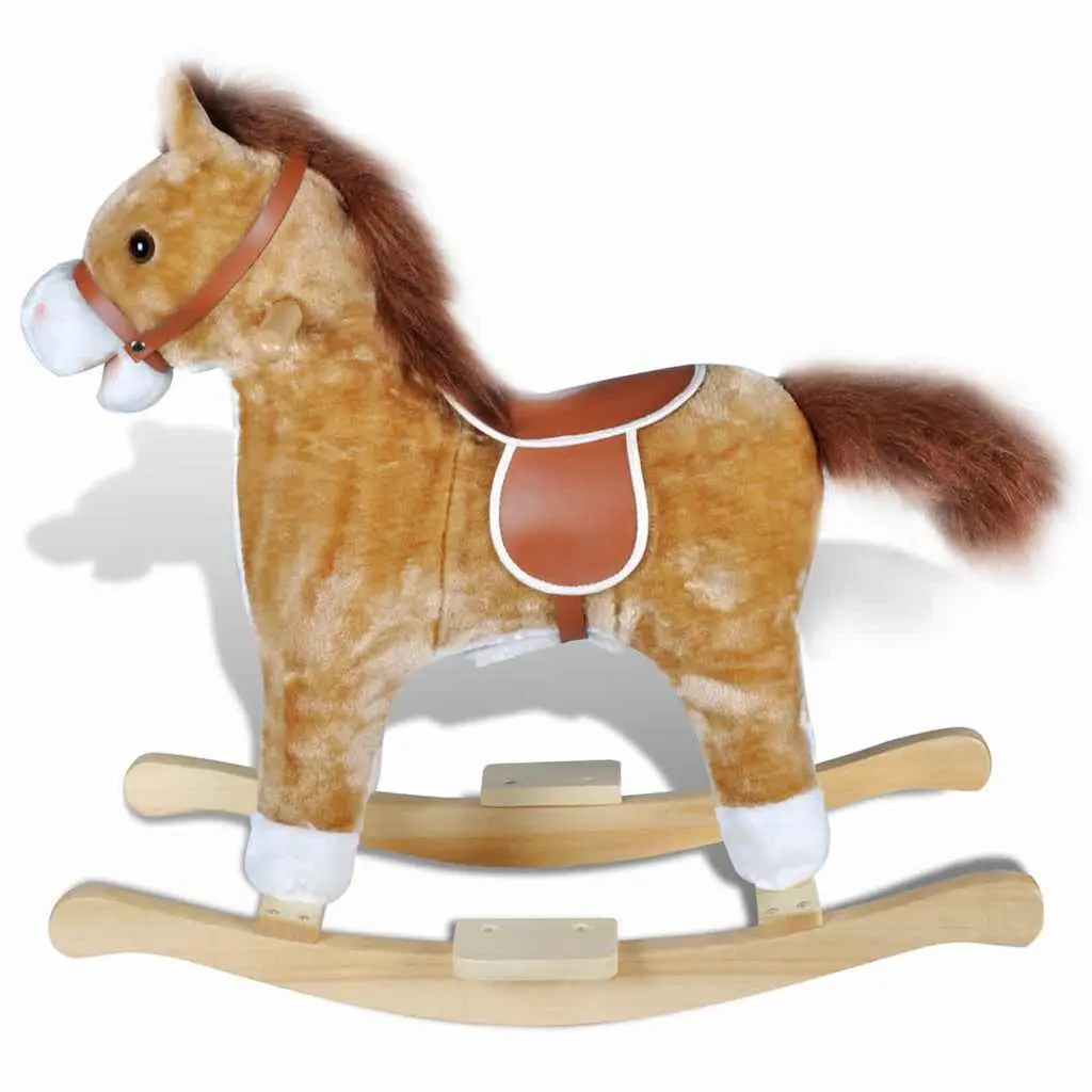 Rocking Horse Baby Toy Brown Soft Plush Infant Bouncer for Toddlers 12 Months