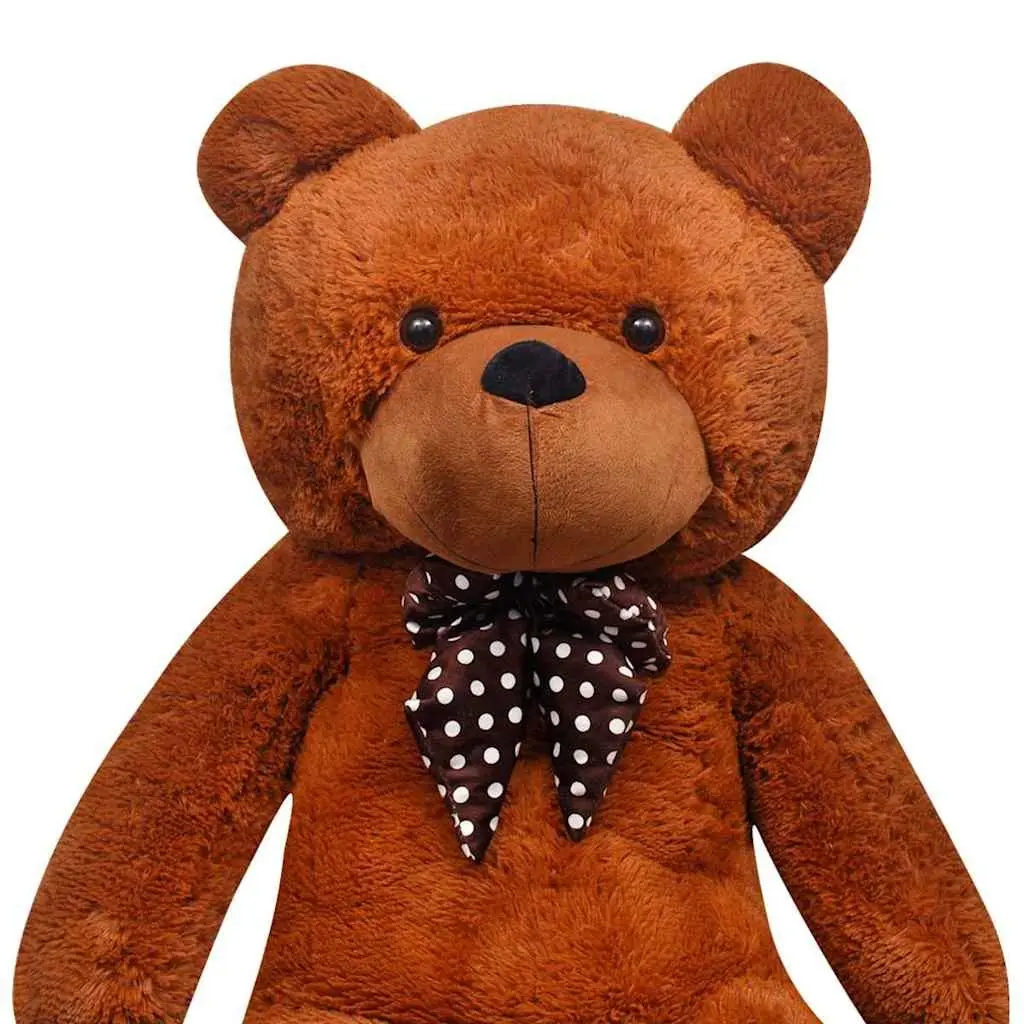 Stuffed Animal Brown 85cm XXL Soft Plush Teddy Bear with Patterned Bow Tie