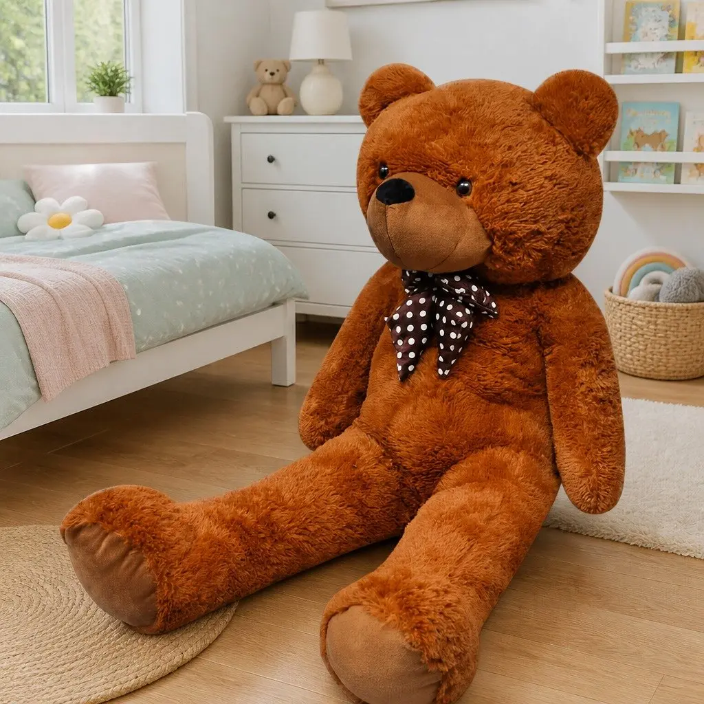 XXL Cuddly Brown Soft Plush Teddy Bear 160cm with Bow Tie Suitable for Kids and Adults