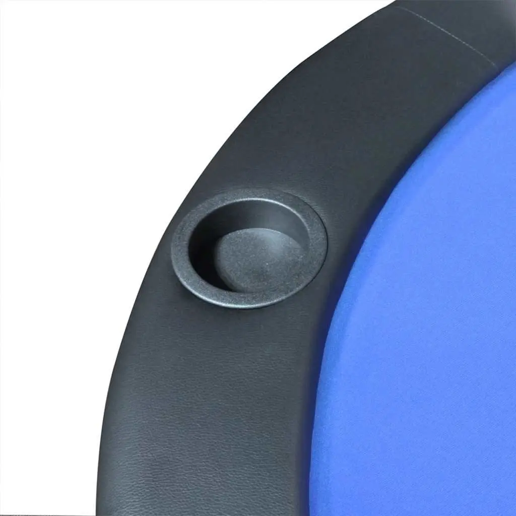 Poker Tabletop Blue Foldable 10 Player Racetrack Padded Playing Surface with Cup Holders