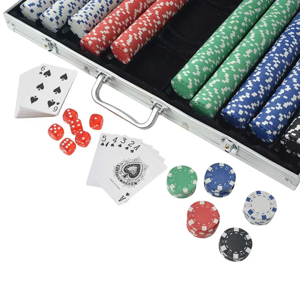 Poker Set 1000 Chips Aluminium Case Casino Dice Cards Buttons