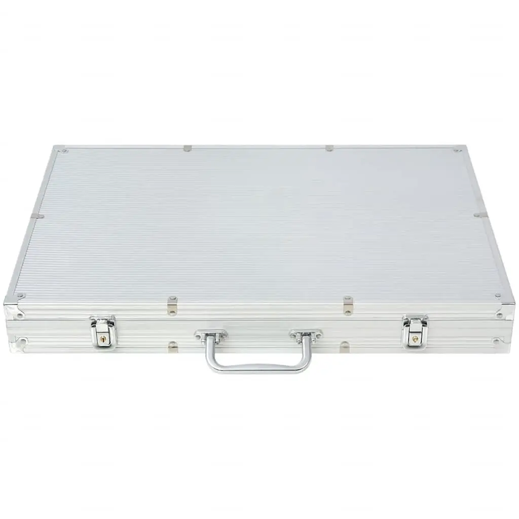 Poker Set 1000 Laser Chips Aluminium Case 3 Decks of Cards 6 Casino Dice Game Night
