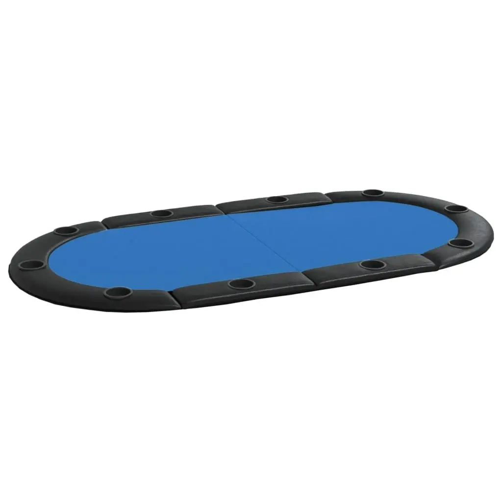 Poker Tabletop Blue 10 Player Foldable Casino-Grade Felt with Cup Holders
