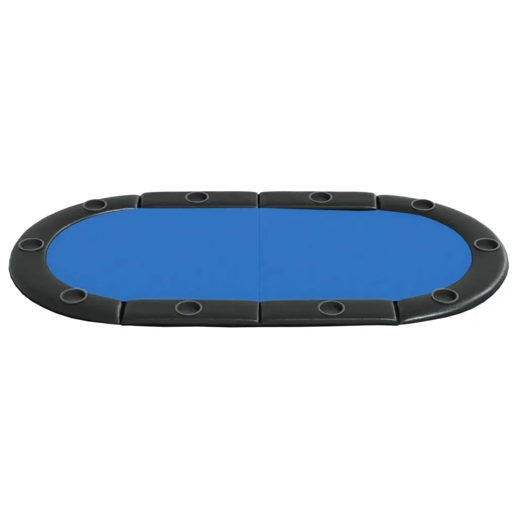 Poker Tabletop Blue 10 Player Foldable Casino-Grade Felt with Cup Holders