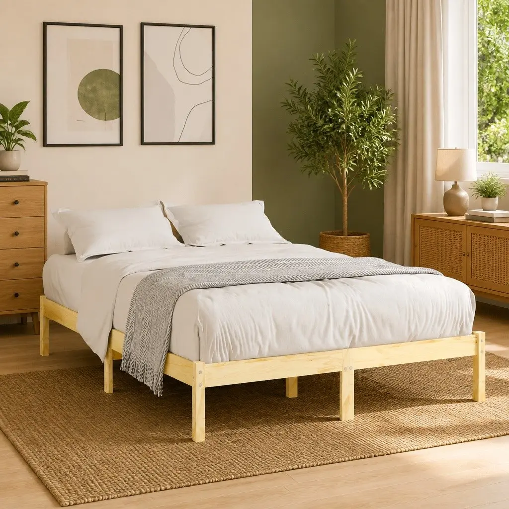 Solid Wood Bed Frame Brown 150x200 cm Slatted Base