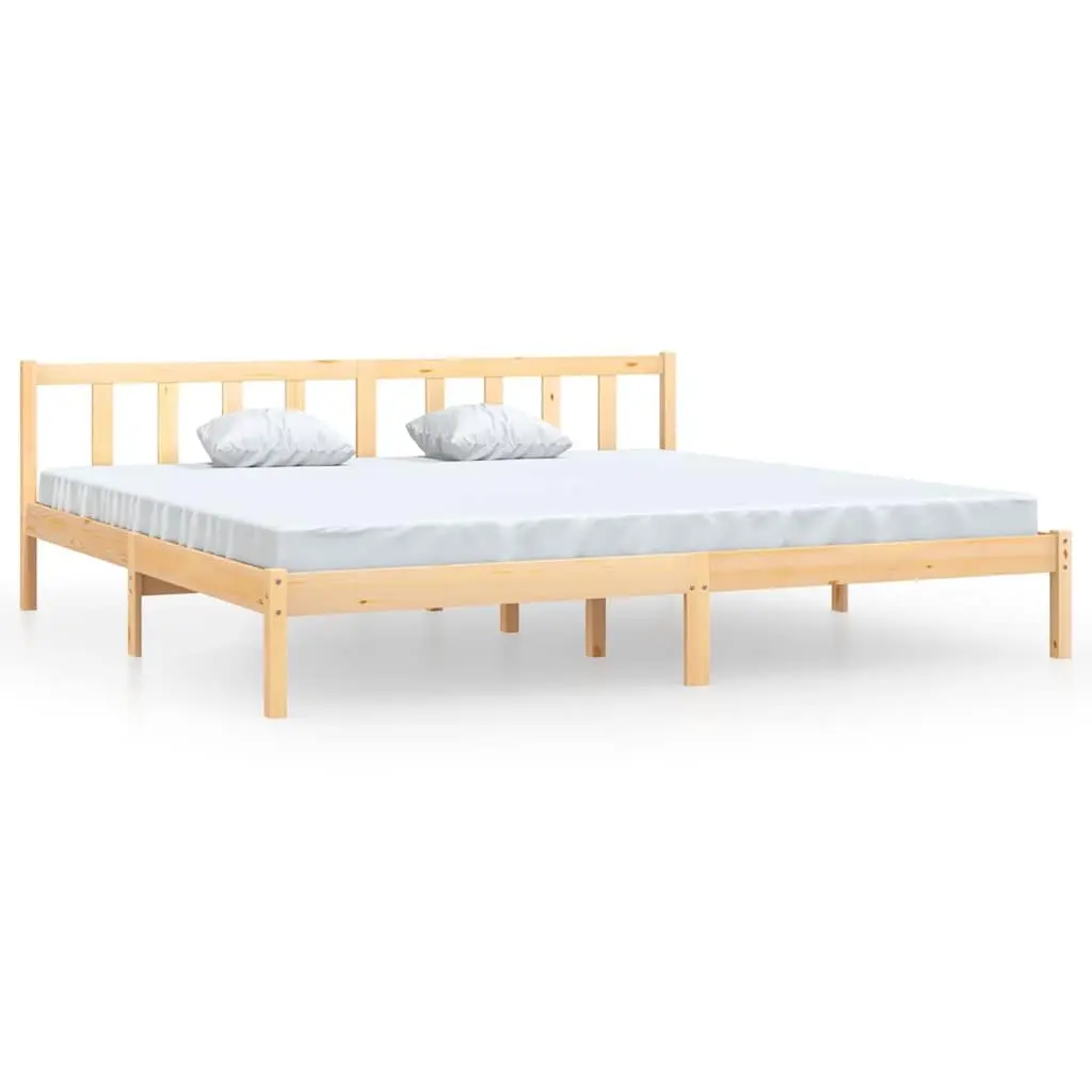 Solid Wood Bed Frame Brown King Size 183x203cm Slatted Base